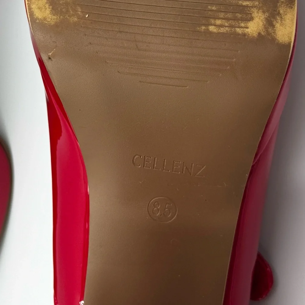 Cellenz Red Patent Platform Mary Jane Heels Block Heel Pumps Womens Size 8.5
